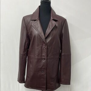 Women's Burgundy Brown colored Leather Jacket, size Large